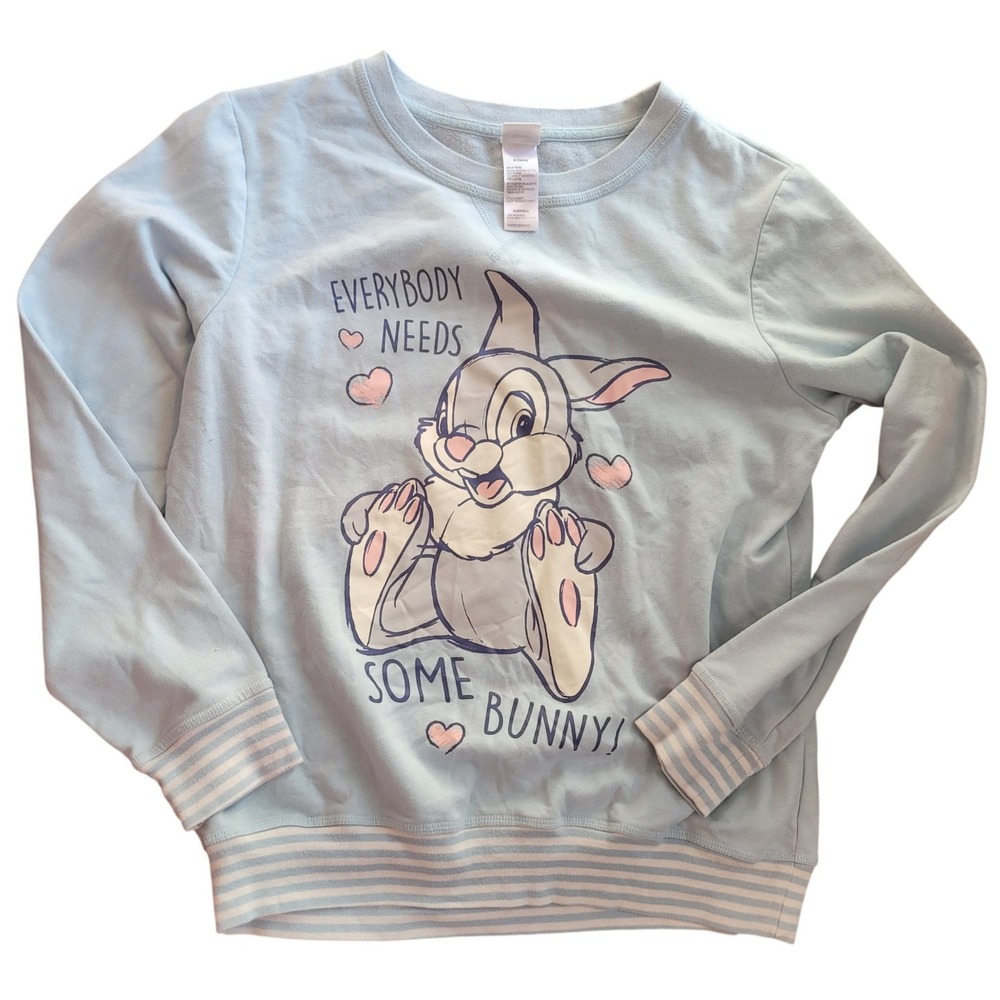 Disney Thumper Bambi Sleepwear Sweatshirt Teal‎ Cloud Some Bunny Large - Picture 1 of 4